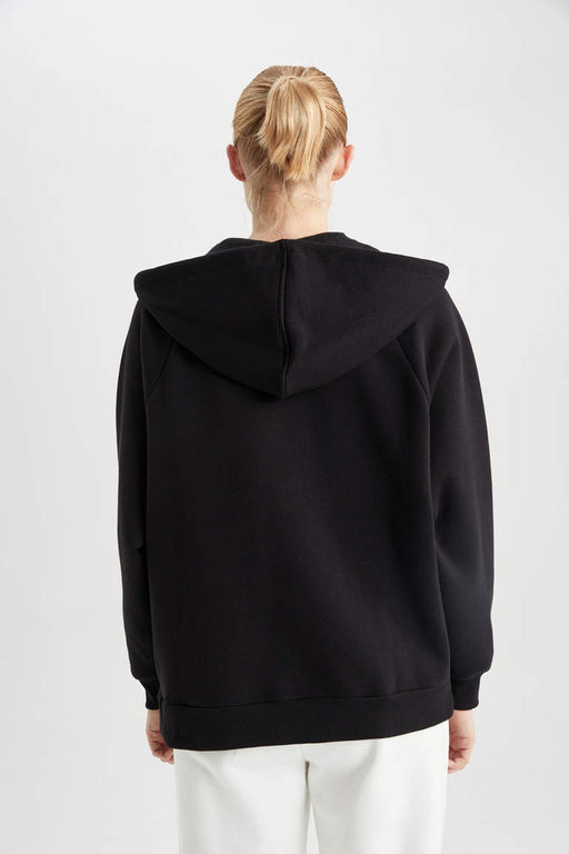 DeFactoFit толстый свитшот оверсайз с капюшоном и двойным карманом на молнии  фото 7