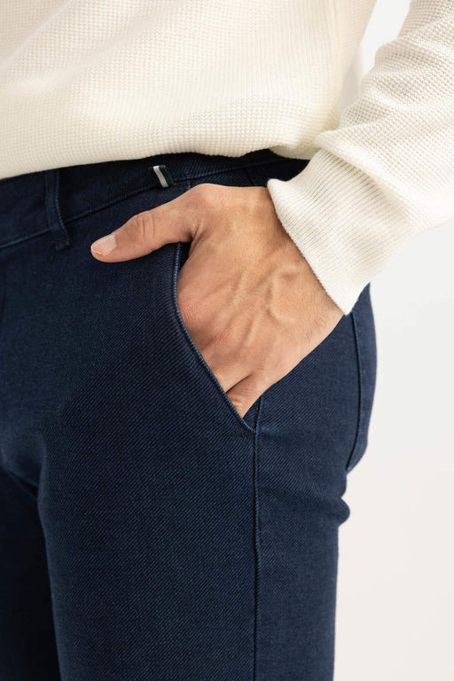 Длинные брюки из твила прямого кроя узкого кроя - Defacto фото 7