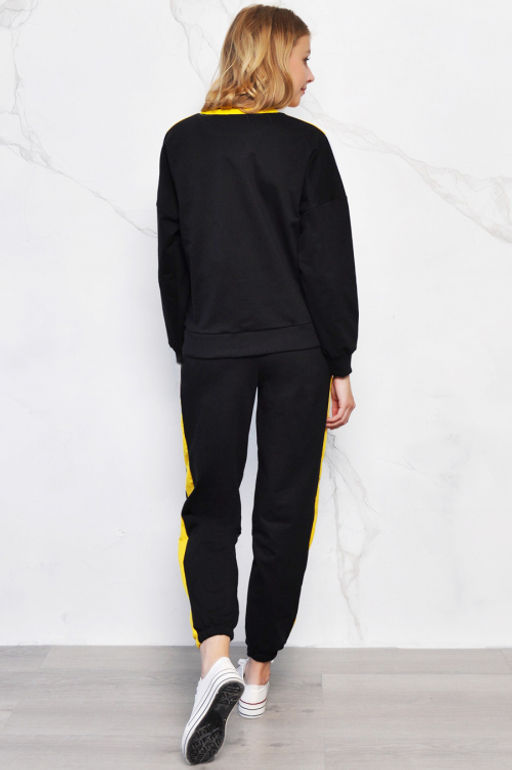 Арт. 2307 Костюм с брюками женский 46-52 (4 шт) Цвет:верх-черный, белый, малина, низ-черный, малина - Калинка фото 13