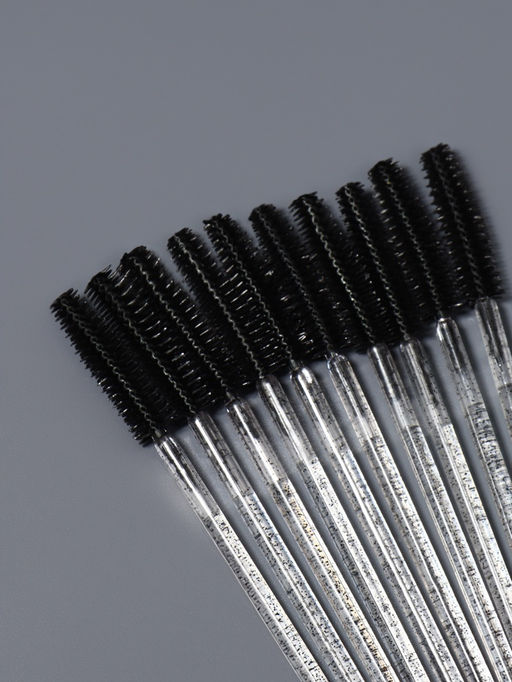 Цена за 4 шт. Щёточки для бровей и ресниц, силиконовые, набор - 10 шт., 10.5 см, чёрная, прозрачная