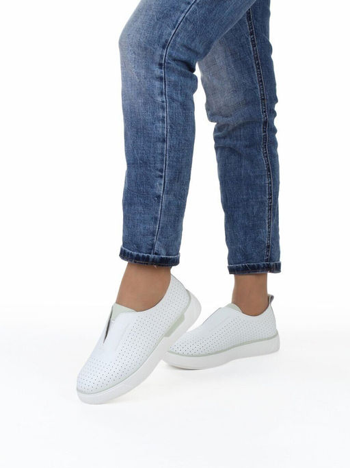 06-YE297-2 WHITE/OLIVE Туфли летние женские (натуральная кожа)