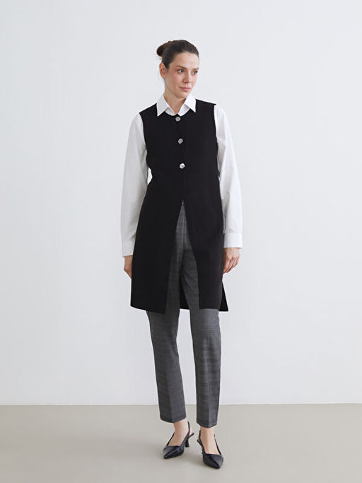 D??me Detayl? Kad?n Triko Yelek