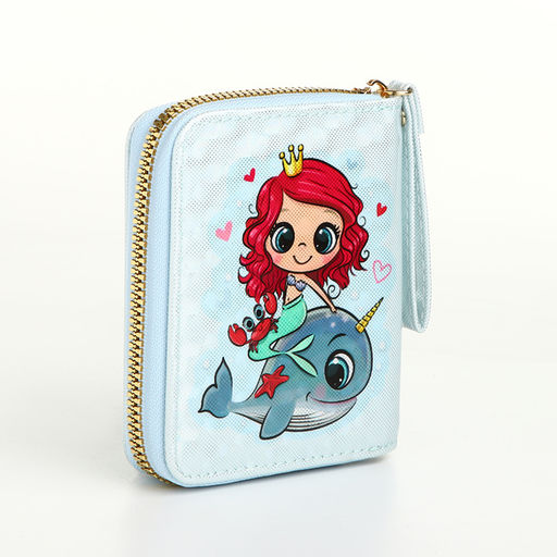 Кошелёк детский «Русалочка», на молнии, голубой