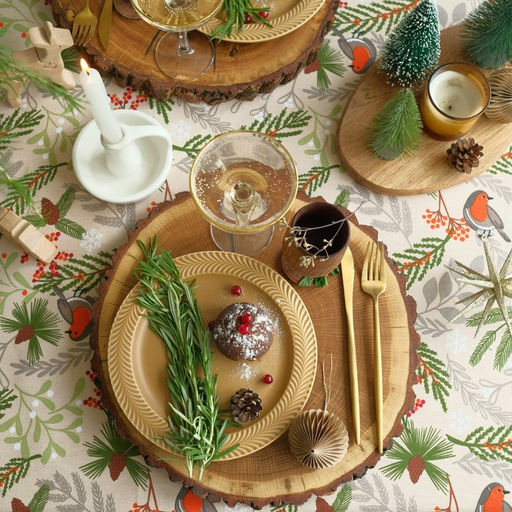 Скатерть новогодняя Доляна Bullfinch 149х220 см, 100% хл, рогожка 164 г/м2  фото 4