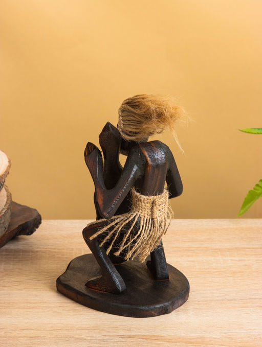 Сувенир «Абориген с контрабасом», 12×11×18 см, дерево