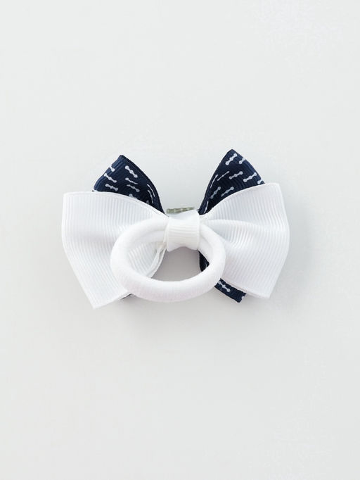 Цена за 6 шт. Бант для волос на резинке «Школьница», штрихи, 6.5 см, сине-белый