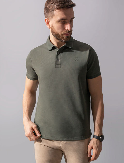 Поло Vilatte из хлопка хаки  фото 2