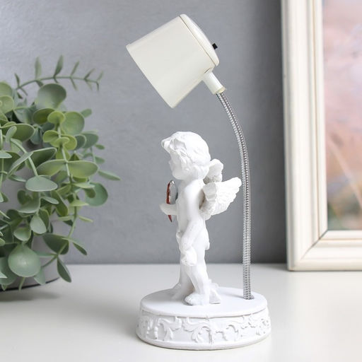 Фигурка светящаяся Лампа - ангелы с сердцем, белый, полистоун, 7.5?7.5?18 см, МИКС