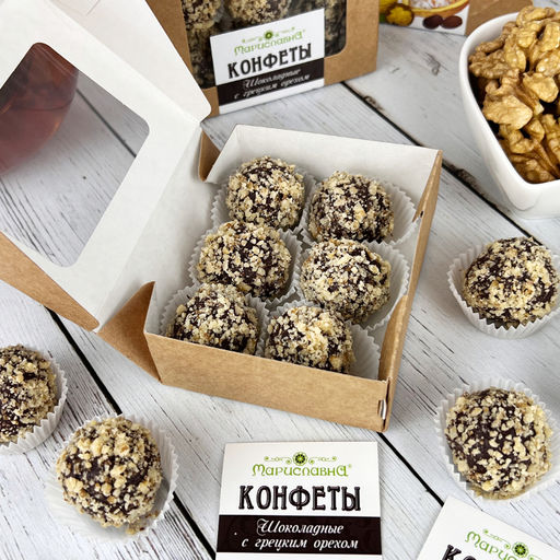 Шоколадные с грецким орехом, конфеты ручной работы - Мариславна фото 3