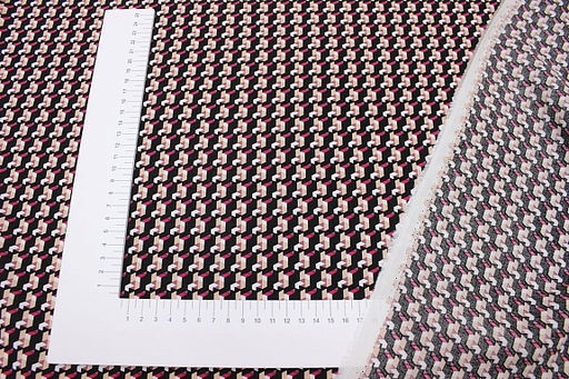 Штапель Стильная графика на черном, ш.1.45м, вискоза-100%, 90гр/м.кв - Купава фото 3