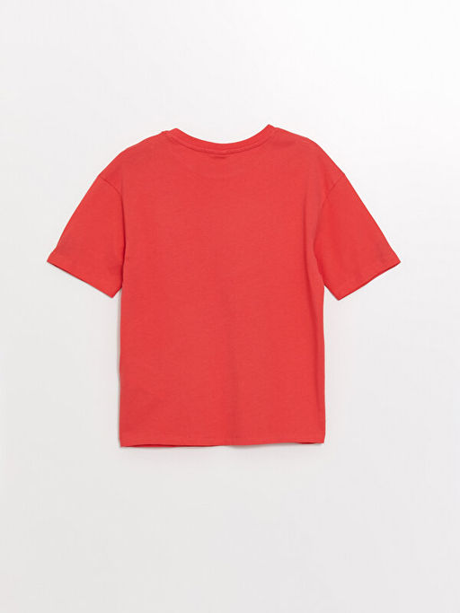 Bisiklet Yaka Bask?l? K?sa Kollu K?z ?ocuk Ti??rt - Waikiki фото 3