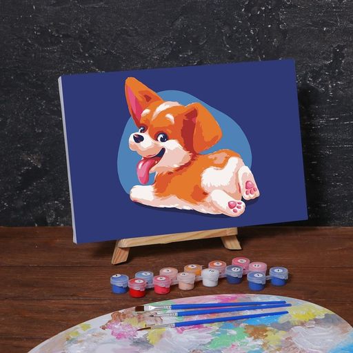 Картина по номерам на холсте с подрамником Малыш Корги 20х30 см - Школа талантов фото 2