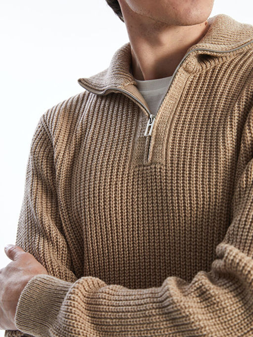 Dik Yaka Uzun Kollu Erkek Triko Kazak