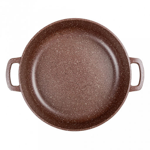 Жаровня с антипригарным покрытием 3,5л, д28см "Шоколад", h7см, s0,4см, литые ручки, стеклянная крышка с пароотводом, подарочная упаковка (Россия)