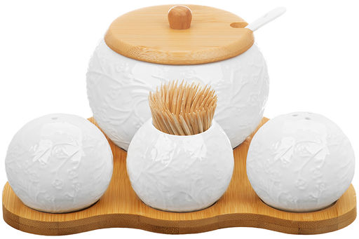 Набор 4 пр.-20*17*9 см Веточки-цветочки Сахарница+Вазочка под зуб.и набор для спец.2 пр.на бам.под - Elan gallery фото 12