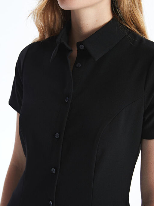 D?z K?sa Kollu Kad?n G?mlek Elbise