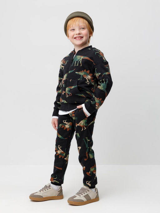 КР 400443/черный,динозавры брюки для мал