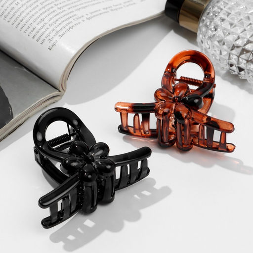 Цена за 12 шт. Крабик для волос «Глянец», цветок петля, 7 см, МИКС