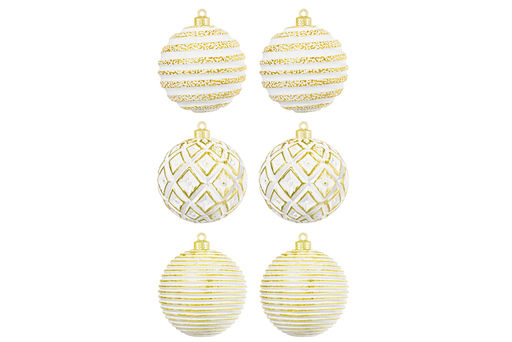 Набор 6 новогодних шаров 8*8 см Золотой винтаж шампань с эффектом старины - Elan gallery фото 10