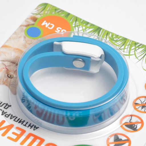 Биоошейник от паразитов ПИЖОН для кошек от блох и клещей, синий, 35 см  фото 4