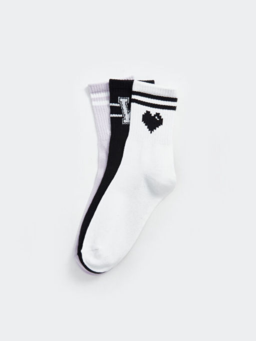 Bask?l? Kad?n Soket ?orap 3l?