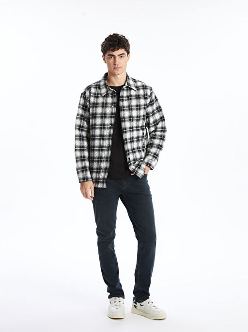 Regular Fit Uzun Kollu Ekose Erkek G?mlek Ceket