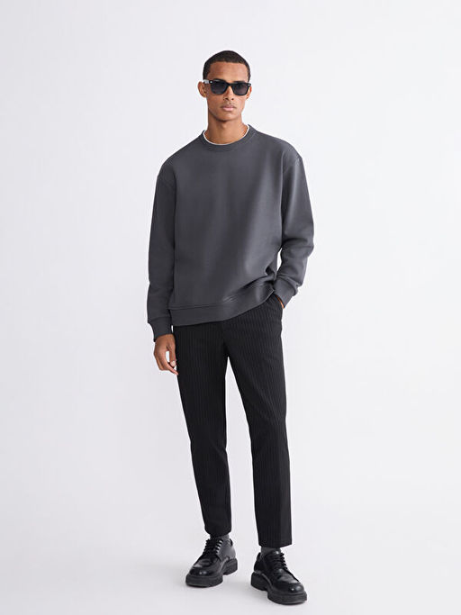 Bisiklet Yaka Erkek Kal?n Sweatshirt