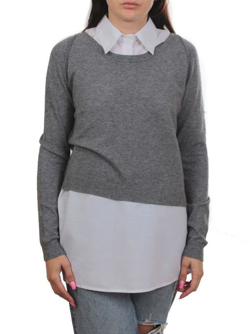 609 GRAY/WHITE Костюм двойка женский (65% хлопок, 35% полиэстер)