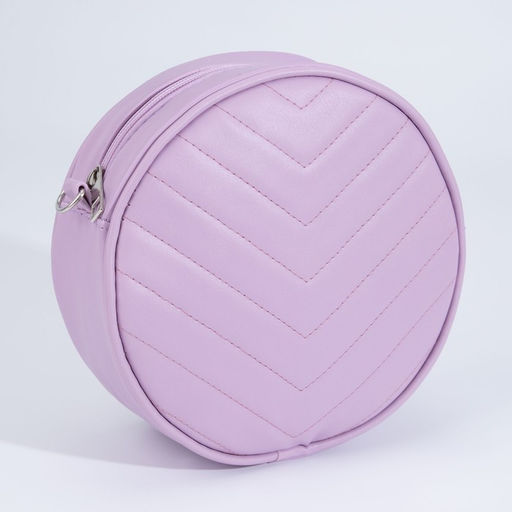 Сумка женская круглая из искусственной кожи, 18×18 см, сиреневая