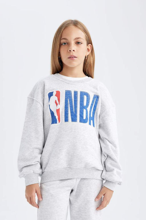 Толстовка большого размера с круглым вырезом для девочек с надписью NBA
