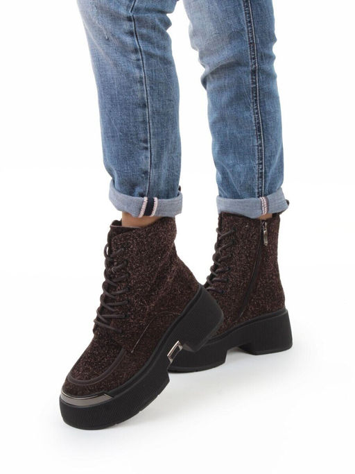 01-DMD-D257 BROWN Ботинки демисезонные женские (натуральная кожа, байка)