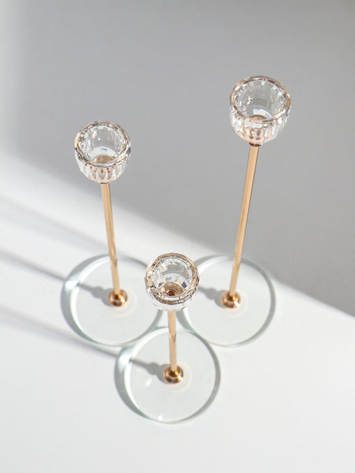 Набор подсвечников на 1 свечу «Чаша-кристалл», d=2.2 см, 3 шт., стекло, металл