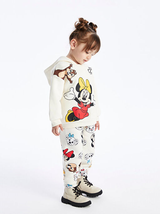 Minnie Mouse Bask?l? K?z Bebek Hoodie ve E?ofman Alt? 2li Tak?m - Waikiki фото 3