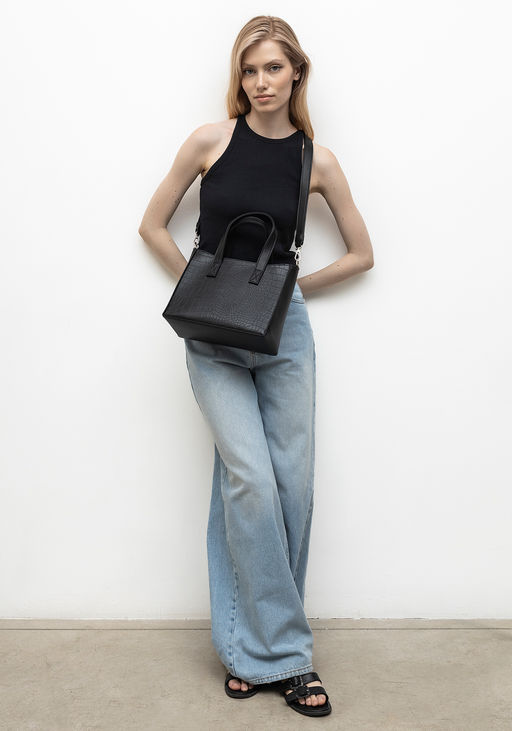 Сумка Модель №1632 | кожзам | крокодил | черный | Р920-1 | 33395 - L-craft фото 6