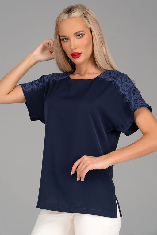 Блузка Келли (кружево/черника) - Эльза фото 2