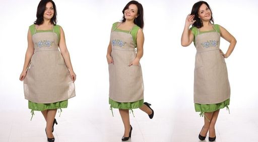 Фартук с вышивкой модель ЛП 78-11 Незабудка-голуб. лен 100% - Лен поволжья фото 2