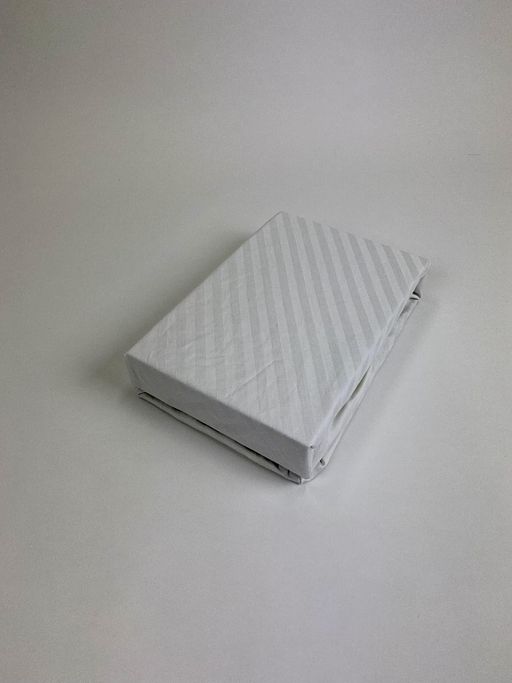 Простыня на резинке Страйп Сатин Белая (резинка по кругу) 200х200х20 - Амавес-текстиль фото 7