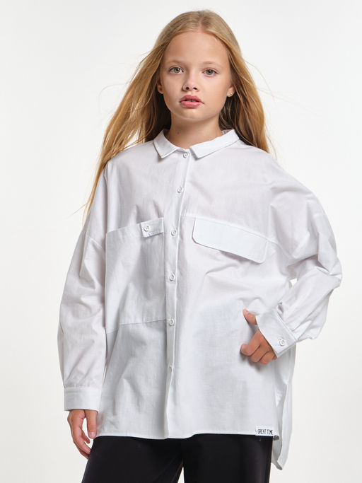 Рубашка для девочки подросткам школьная форма оверсайз UD 7953 белый - Mini maxi фото 12