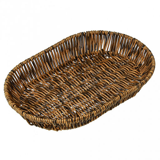 Корзина-сухарница плетеная "Кондитер" 33,5х22,5см h4см, полипропилен, коричневый, металлический каркас, форма "овальная" (Китай)