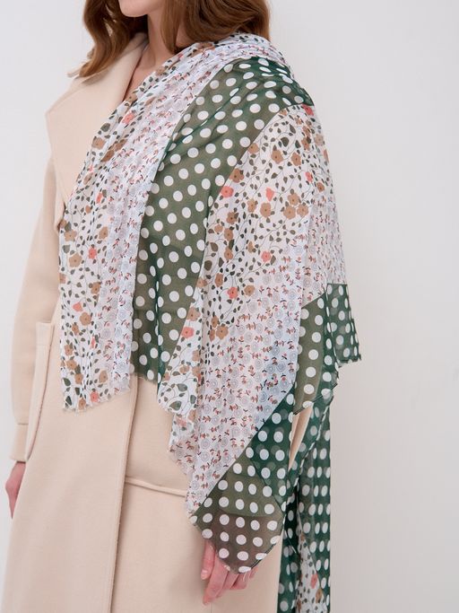 Большой, мягкий, тонкий и очень нежный двусторонний палантин с рисунком в стиле арт-деко - Tantino фото 4