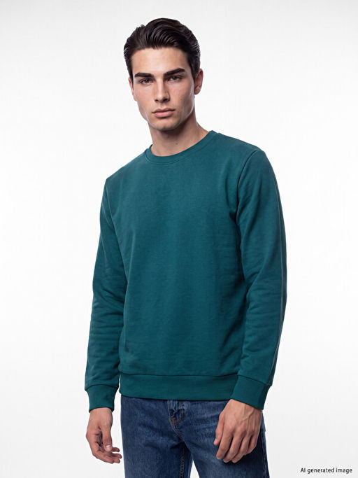 Bisiklet Yaka Erkek Kal?n Sweatshirt