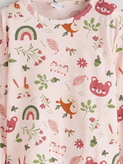 Bisiklet Yaka Bask?l? K?z Bebek Ti??rt