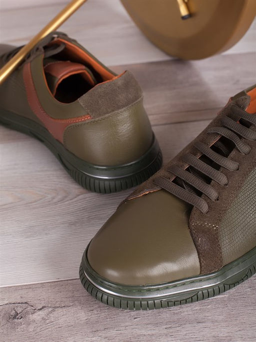 Мужские кеды мягкие/ Слиперы мужские 0082-03-00 Хаки - Piniolo фото 3