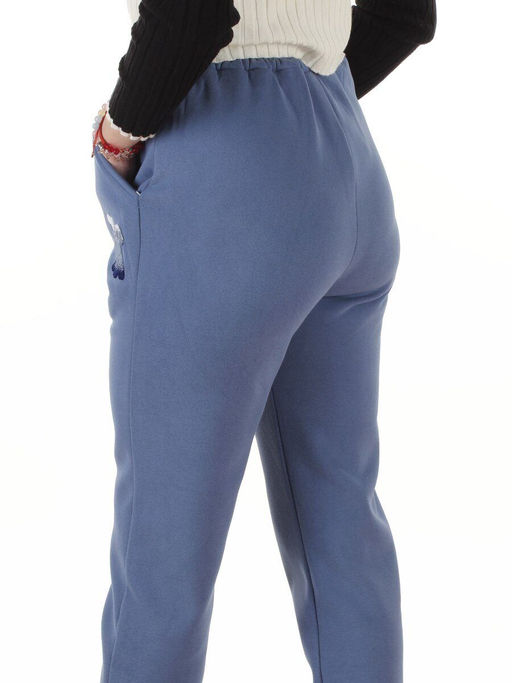 MD54 BLUE Брюки спортивные утепленные женские (85% хлопок, 10% полиэстер, 5% спандекс)