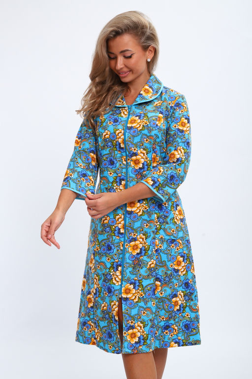 Халат женский из фланели Маша цветы