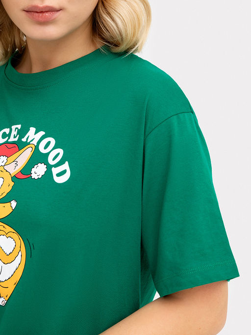 Футболка женская новогодняя зеленая с печатью - Mark formelle фото 8