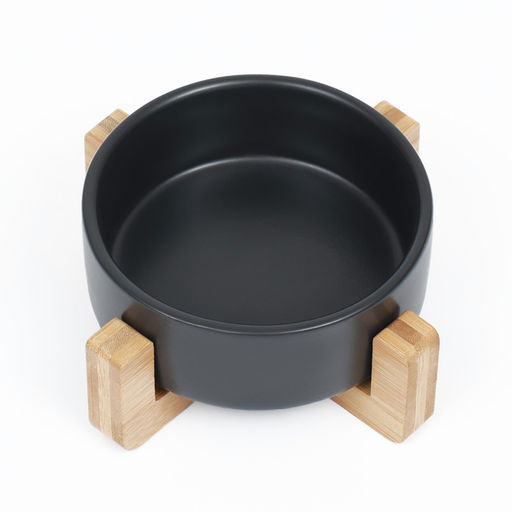 Миска керамическая на подставке 450 мл 13 х 5 см, чёрная - Пижон фото 2