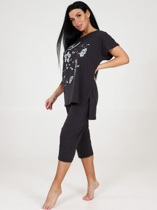 370-ДК ЖЕНСКИЙ ДОМАШНИЙ КОСТЮМ (бриджи) (Темно-серый) - А-дина фото 5