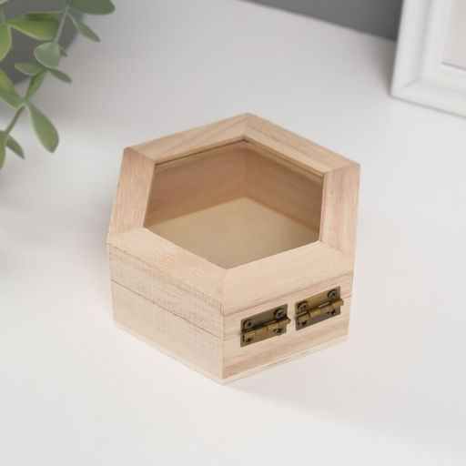 Шкатулка для росписи дерево «Многогранник со стеклянной вставкой», для творчества, декора, 10×9×4.5 см