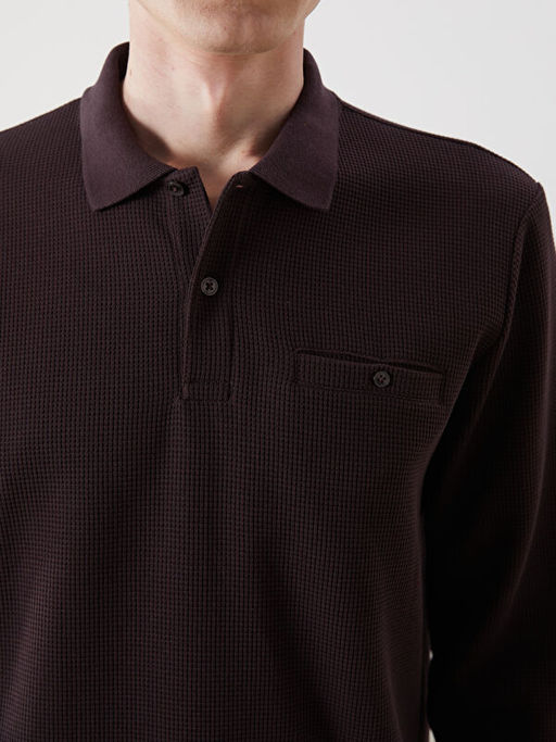 Polo Yaka Uzun Kollu Erkek Sweatshirt